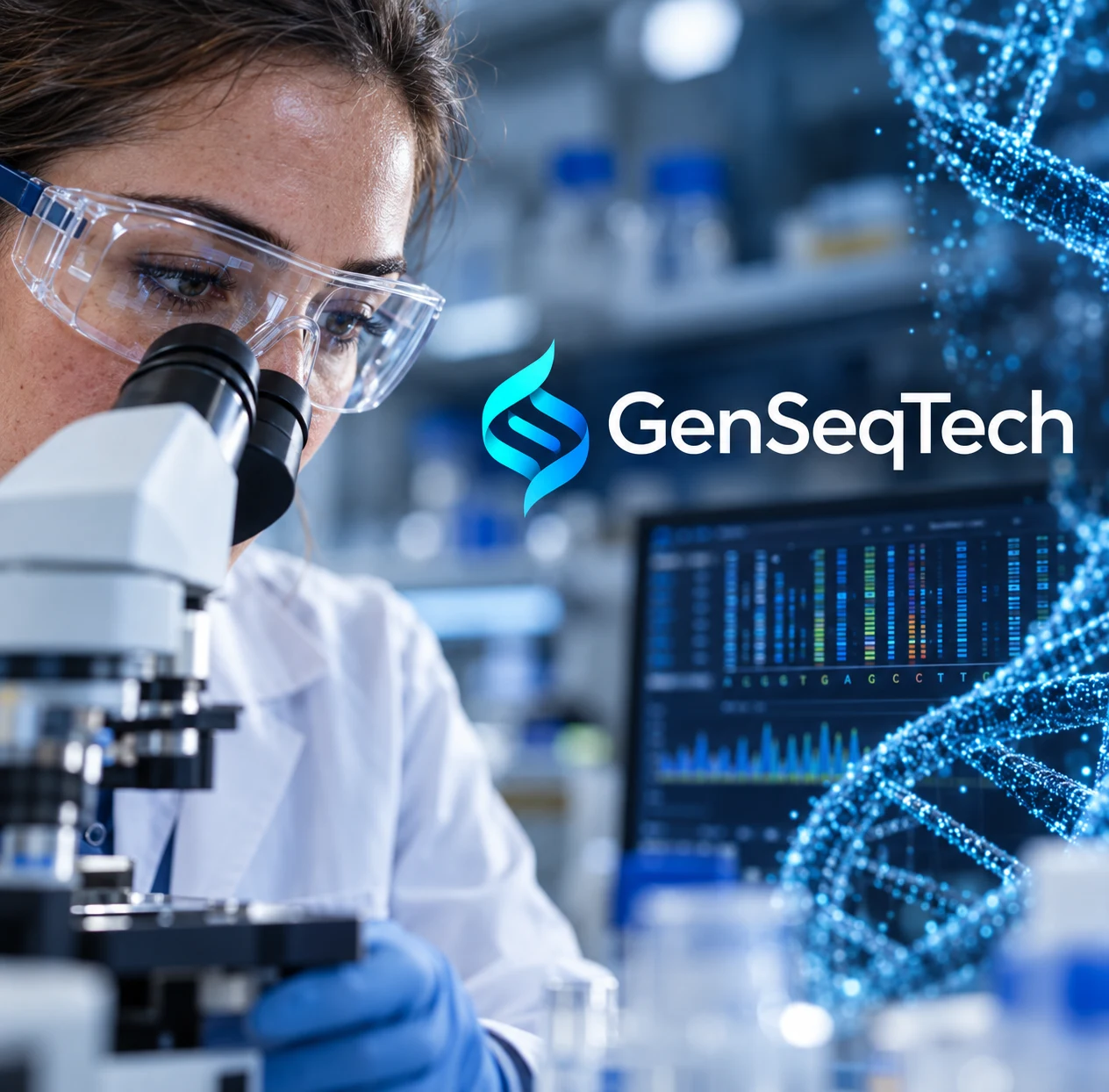 GenSeqTech biotechnology and genomics artwork.