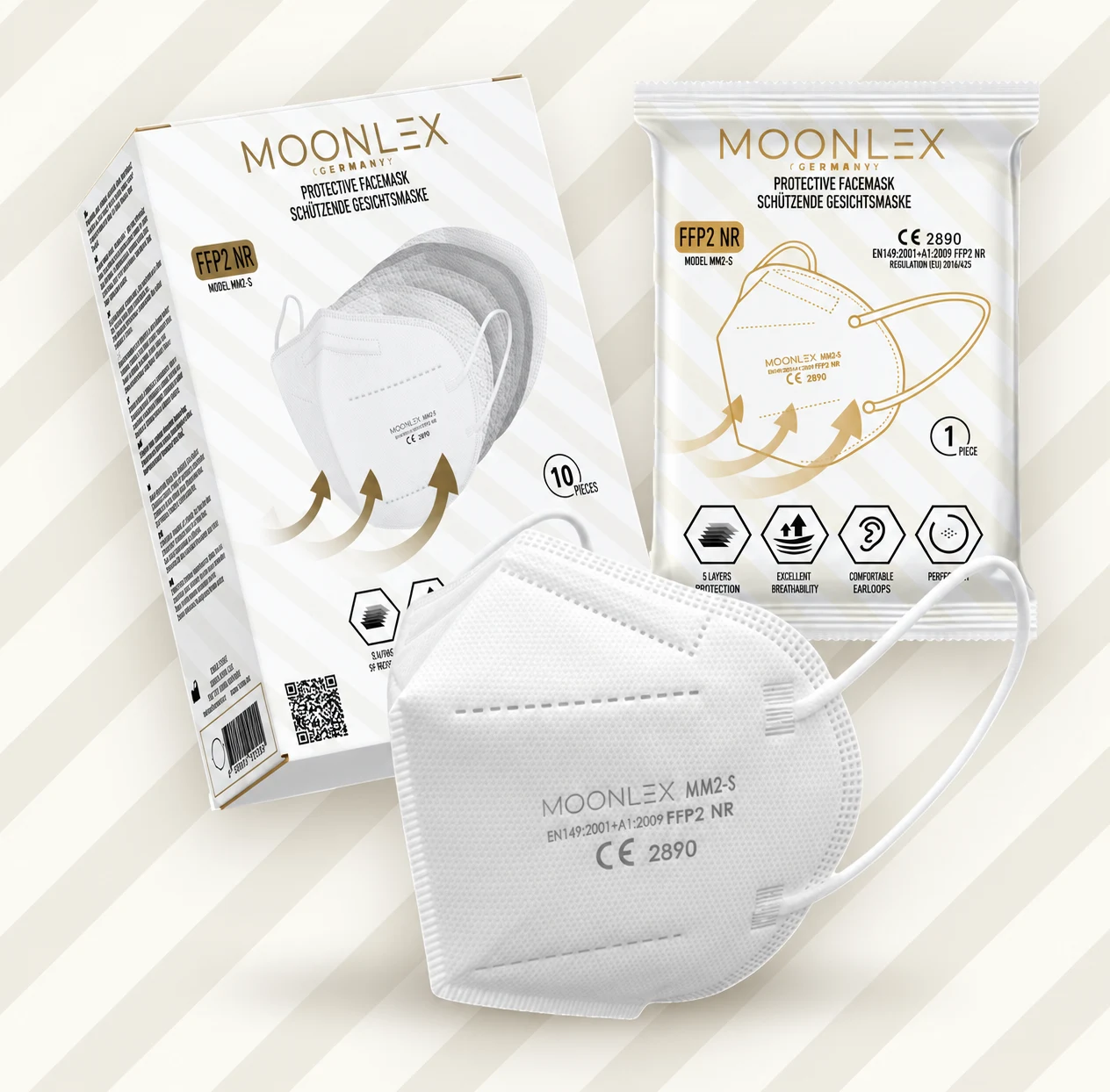 Moonlex protective mask and packaging.